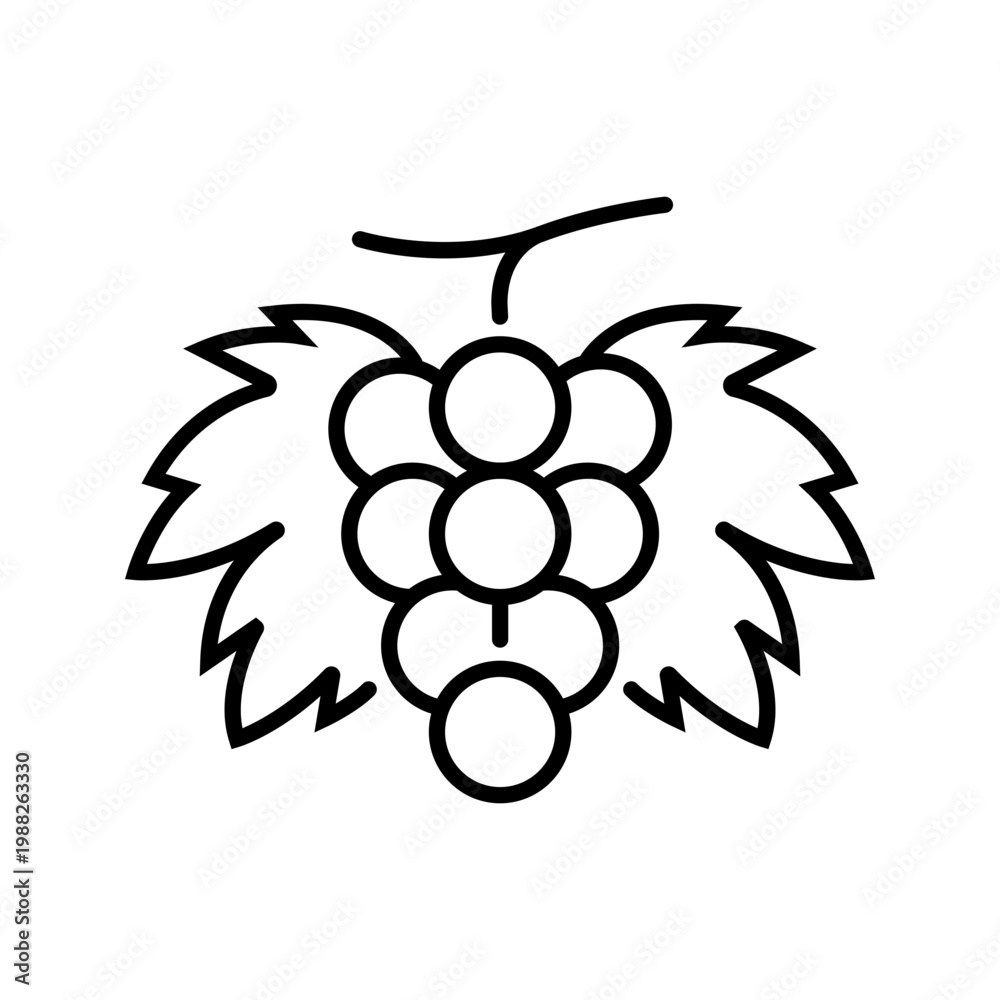 Obraz premium Grape cluster icon. Food and fruit line symbol. Black and white.