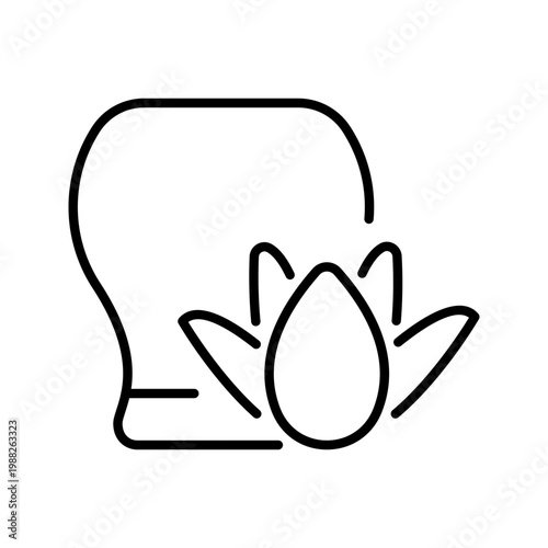 Ginger root icon. Food and spice line symbol. Black and white.