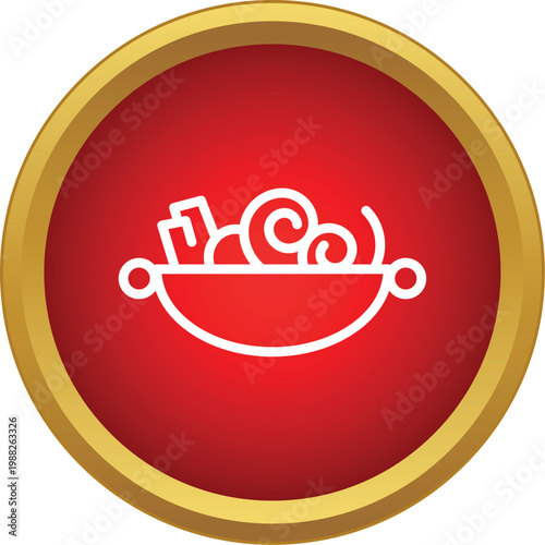 Oriental bowl serving noodles and vegetables