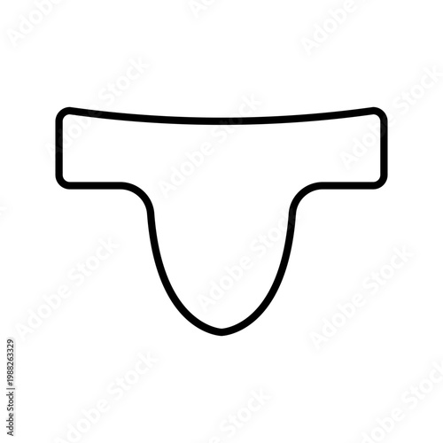 Groin protector icon. Sports and protective gear line symbol. Black and white.