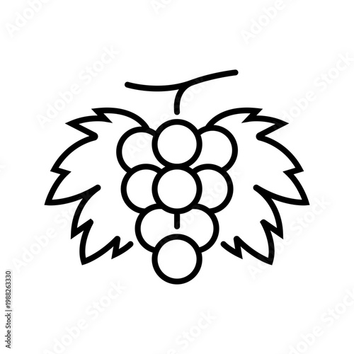 Grape cluster icon. Food and fruit line symbol. Black and white.