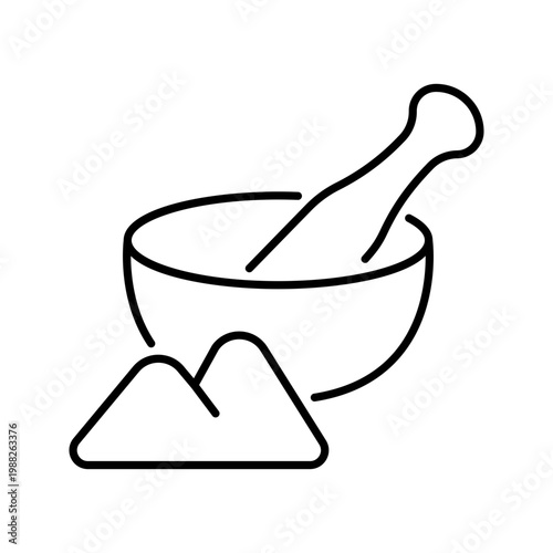 Henna powder icon. Lifestyle and cosmetics line symbol. Black and white.