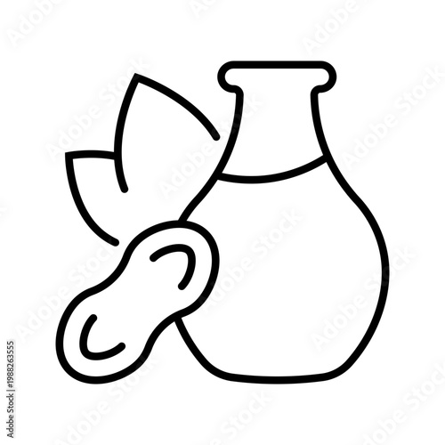 Peanut oil icon. Food and edible oils line symbol. Black and white.