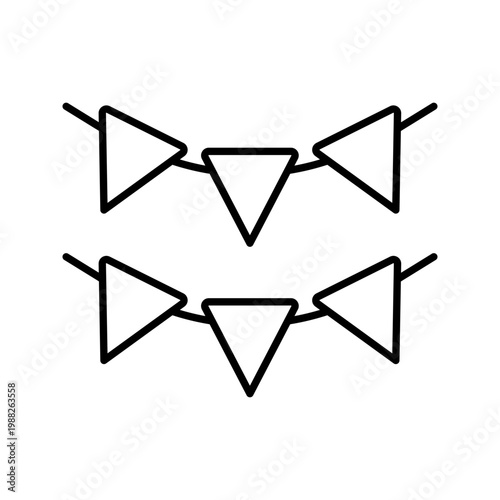 Party garland icon. Entertainment and party decoration line symbol. Black and white.