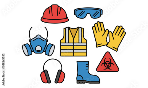 PPE Personal Protective Equipment Icons for Industrial Safety