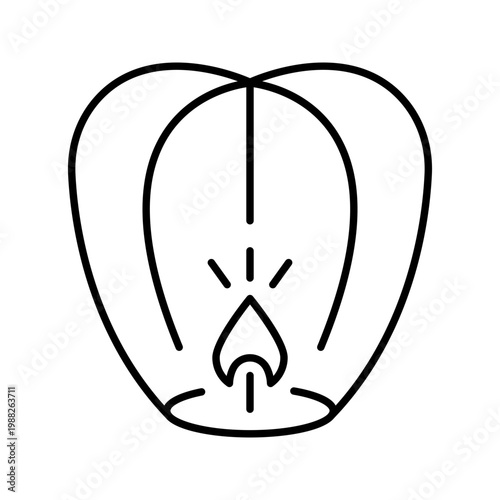 Sky lantern icon. Celebration and traditional festival line symbol. Black and white.