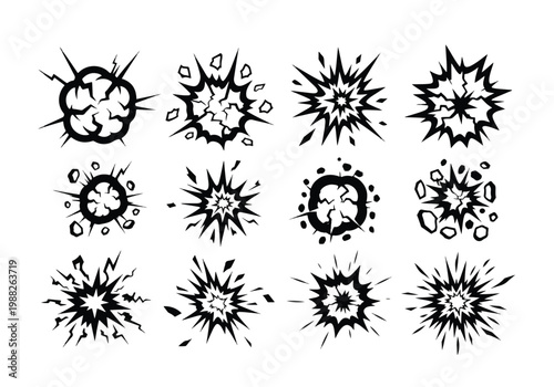 Collection of Comic Book Style Explosion Graphics.