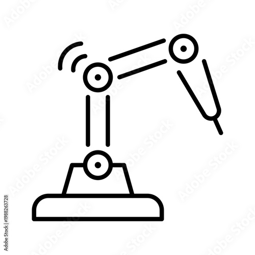 Robot arm icon. Industry and industrial automation line symbol. Black and white.