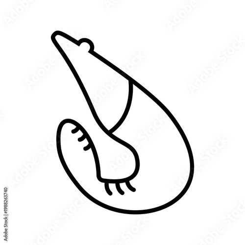 Shrimp icon icon. Food and seafood line symbol. Black and white.