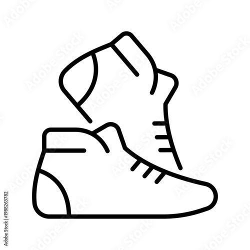 Sports footwear icon. Sports and sneakers line symbol. Black and white.