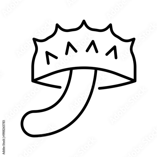 Strophariaceae mushroom icon. Food and fungi line symbol. Black and white.