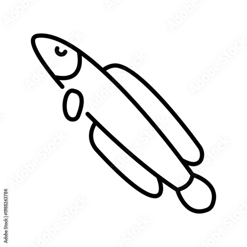 Snakehead fish icon. Animals and freshwater fish line symbol. Black and white.