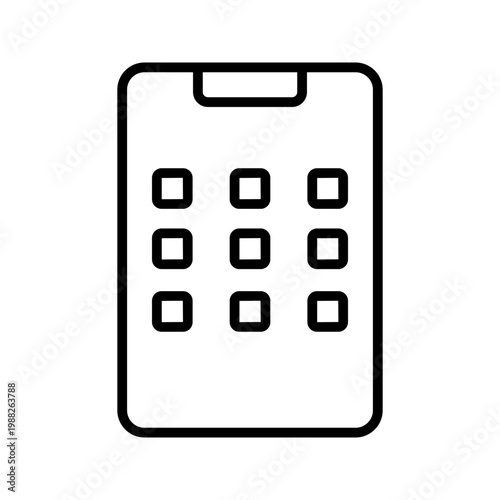 Tablet computer icon. Technology and mobile device line symbol. Black and white.
