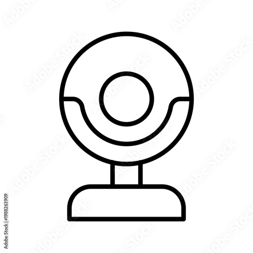 Web camera icon. Electronics and computer peripheral line symbol. Black and white.