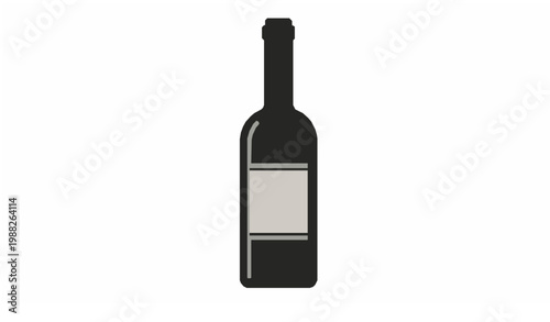 Minimal Wine Bottle Icon Grape Beverage Vector Illustration