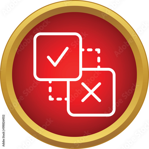 Check mark and cross icons indicating choices, decisions, and options