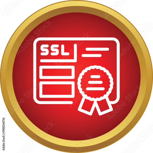 Ssl security certificate badge icon representing encrypted web connection and data protection