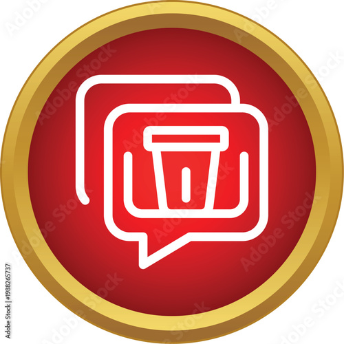 Speech bubble with trash bin icon representing conversation cleanup and data deletion