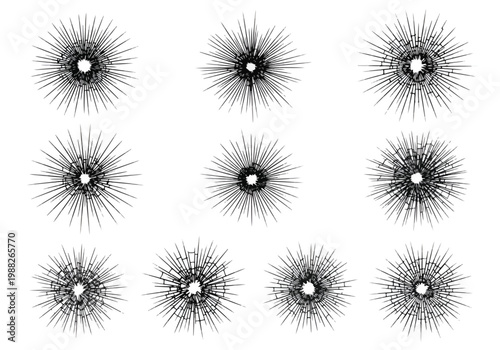 Collection of Abstract Starburst Explosion Graphics.