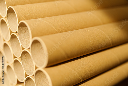 Macro shot of stacked brown...