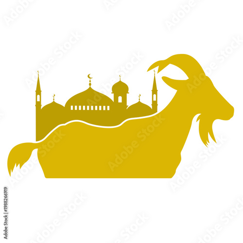 Eid al-Adha Animal Silhouette with Mosque