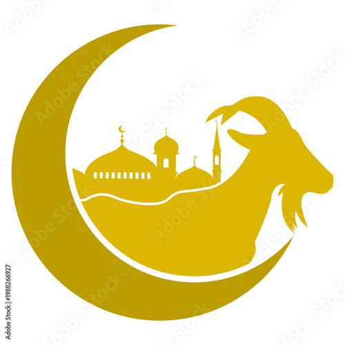 Eid al-Adha Animal Silhouette with Mosque