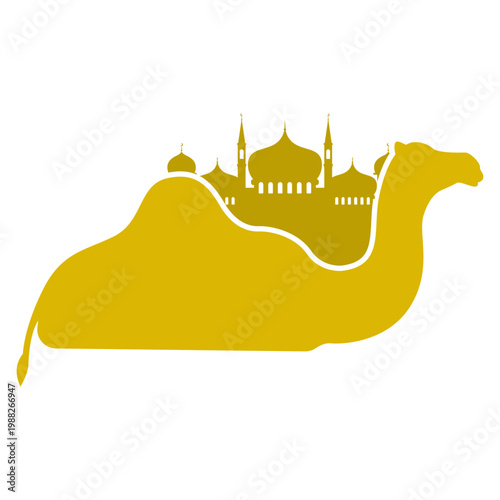 Eid al-Adha Animal Silhouette with Mosque
