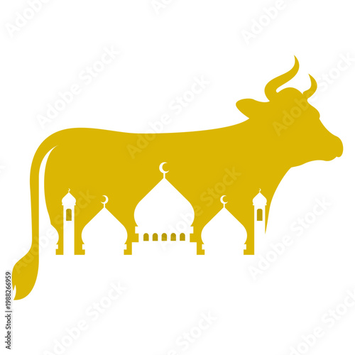 Eid al-Adha Animal Silhouette with Mosque
