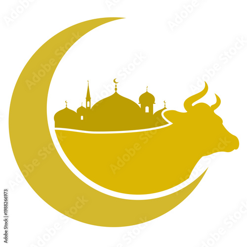 Eid al-Adha Animal Silhouette with Mosque