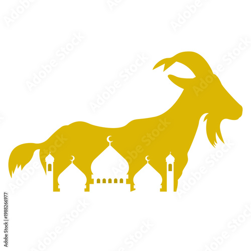 Eid al-Adha Animal Silhouette with Mosque