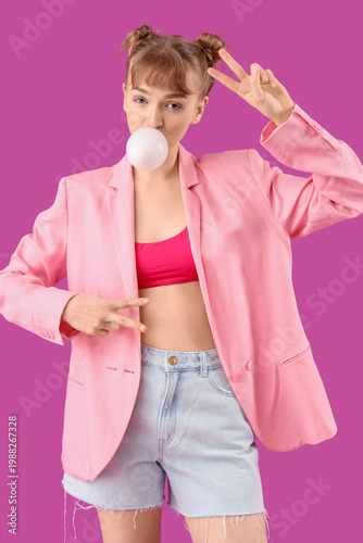 Stylish young woman with ch...