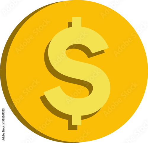 Thick 3D Golden Coin with Embossed Dollar Symbol for Premium Financial Services