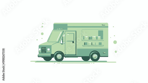 Delivering Freshness A Stylized Food Truck Illustration on a White Background