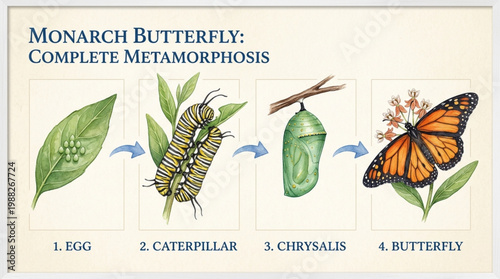 Watercolor Butterfly Life Cycle: Egg to Monarch Butterfly