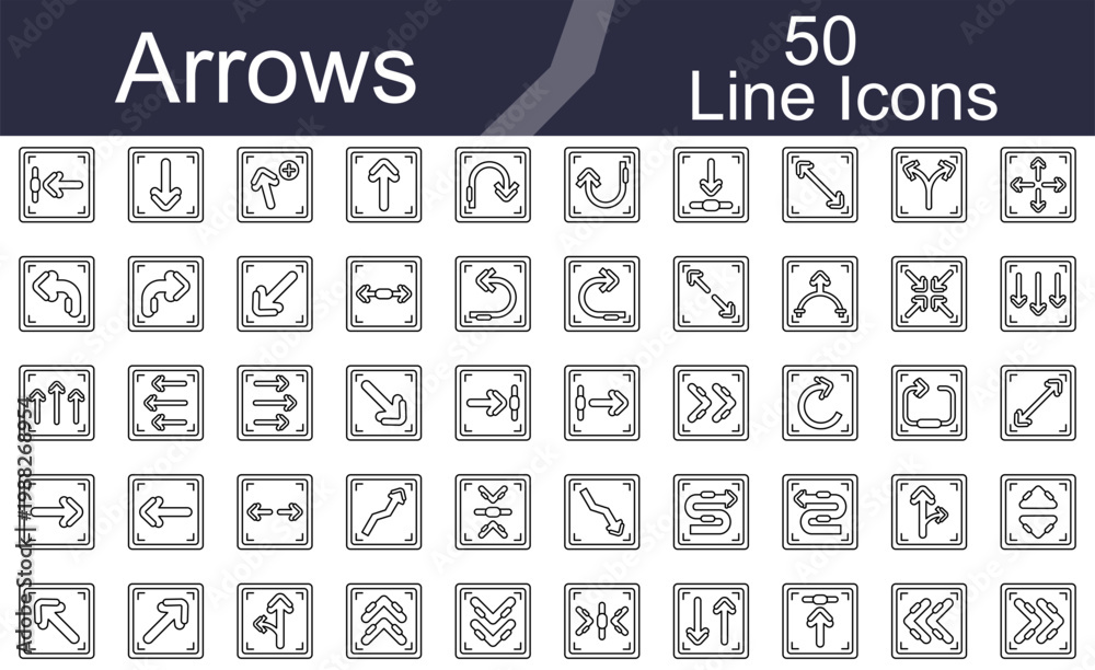 Fototapeta premium Arrow Line Icon Set