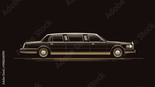 Luxurious Black Executive Limousine Vector Icon with Elegant Glossy Finish for Premium Transport and High-End Business Concepts