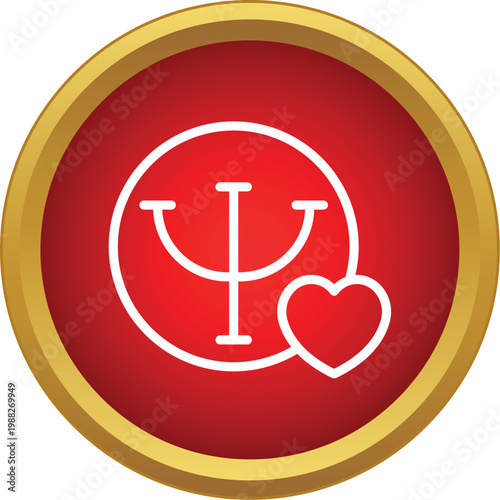 Psychology symbol psi sign combined with a heart representing mental well being and emotional health
