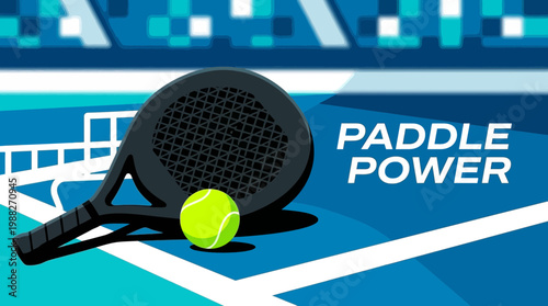 Graphic Illustration Depicting Paddle Tennis With Modern, Abstract, And Energetic Visuals