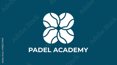 Minimalist Padel Academy Logo Design on Teal Background for Branding Purposes