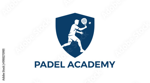 Dynamic Padel Academy Logo Illustrating Action and Skillful Play for Sports Enthusiasts