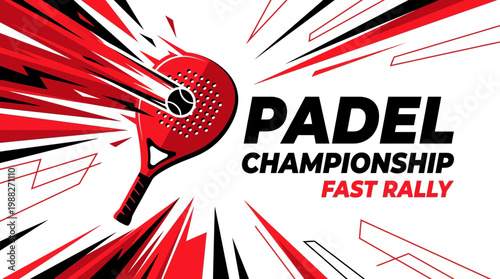 Dynamic Padel Championship Design: Fast Rally Illustration Showcasing Sport Excitement