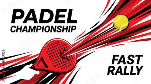 Dynamic Padel Tournament Graphic Featuring Fast-Paced Action and Championship Branding