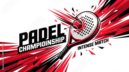 Dynamic Padel Championship Design with Intense Match Illustration and Geometric Graphic Elements