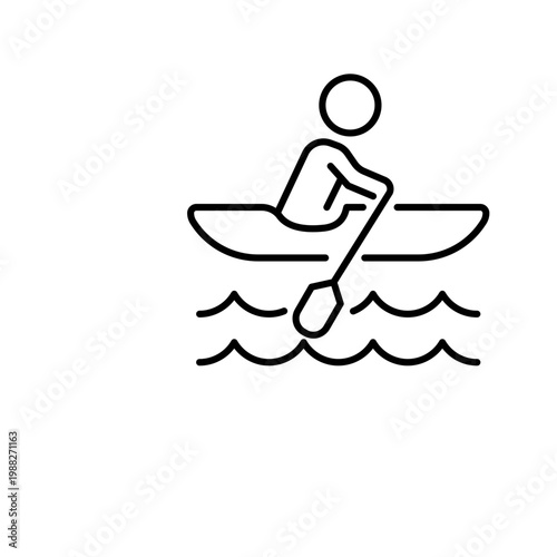 Canoe slalom icon. Sports and canoeing line symbol. Black and white.