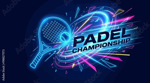 Dynamic Padel Championship Design with Neon Effects and Vibrant Visuals for Sports Promotions