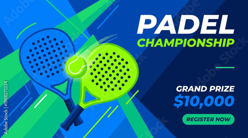 Vibrant Padel Championship Announcement with Modern Graphic Design and Tournament Information