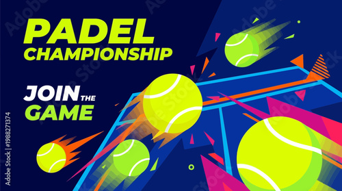 Dynamic Padel Championship Invitation with Fast-Moving Tennis Balls and Bold Typography