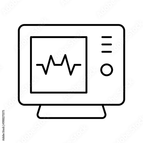 Ecg monitor icon. Healthcare and cardiology line symbol. Black and white.