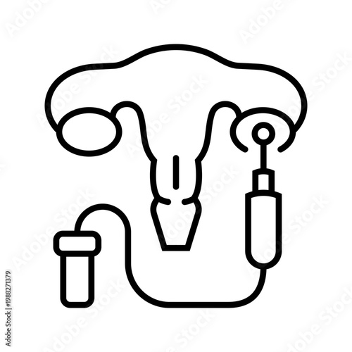 Egg retrieval icon. Healthcare and assisted reproduction line symbol. Black and white.