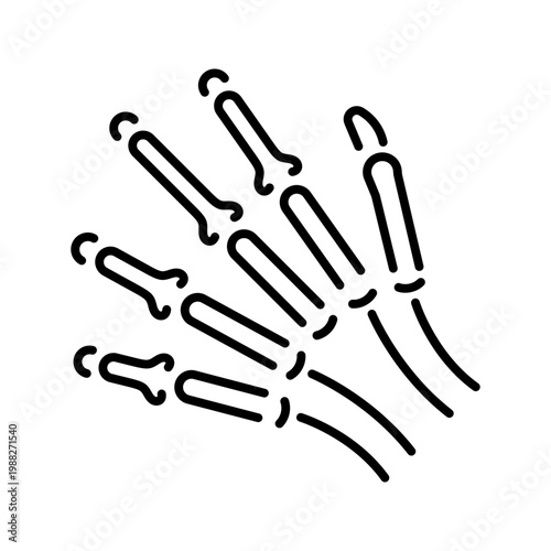 Hand x ray icon. Healthcare and radiology line symbol. Black and white.